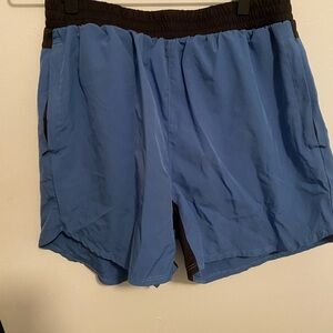 3 pair women’s workout shorts, Medium EUC, BLACK, NAVY, BLUE, interior panty.